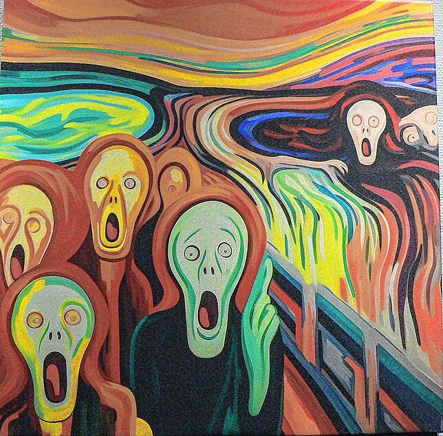 Ein durch künstliche Intelligenz geschaffenes Gemälde im Stil von Edvard Munch.