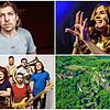 Sie stehen im Jahr 2023 auf der Bühne auf dem Hohentwiel (unten rechts): Singer-Songwriter Philipp Poisel (oben links), La Brass Banda ...