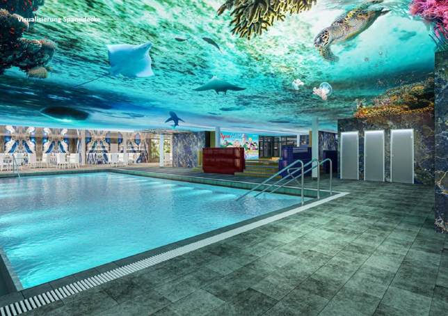 Die geplante Spanndecke soll für eine besondere Unterwasserwelt-Stimmung sorgen.