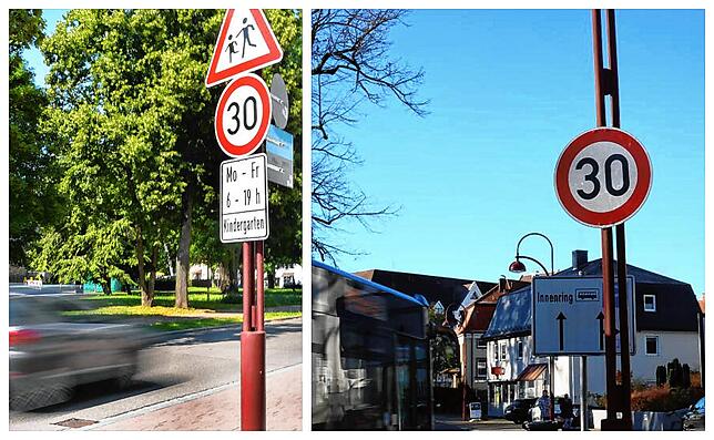 Von 50 auf 30: War die Tempo 30-Zone zunächst nur vor dem Kindergarten ausgewiesen, ist inzwischen der gesamte Innenring mit Tempo 30 zu ...