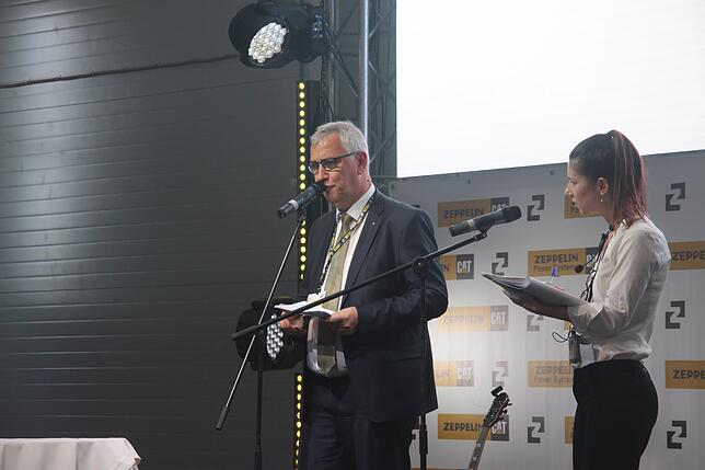 Peter Gerstmann, Vorsitzender der Geschäftsführung der Zeppelin GmbH, bei der Eröffnung der Niederlassung in St. Petersburg.