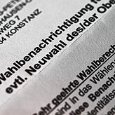 Die amtliche Benachrichtigung für die Wahlberechtigten wird zuerst zugestellt, dann folgen die kompletten Briefwahl-Unterlagen. Sie ...