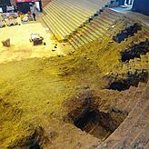 Umbau-Szene der Helios-Arena im Mai 2020.
