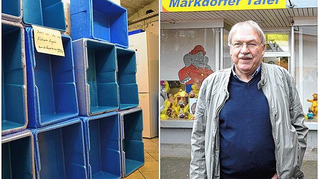 Leere Schränke und Behältnisse: Günther Wieth, Vorsitzender des die Tafel tragenden Vereins Zukunftswerkstatt Markdorf, hat im Moment ...