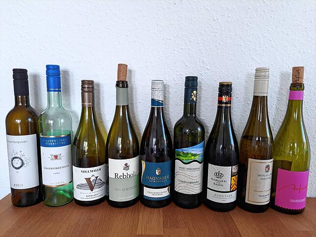 Das sind die neun getesteten Grauburgunder.