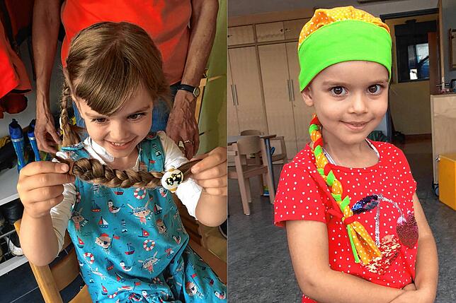 Mit Beginn der Chemotherapie begannen bei Antonia die Haare auszufallen. In dicken Zöpfen ließ sie diese deshalb freiwillig abschneiden ...