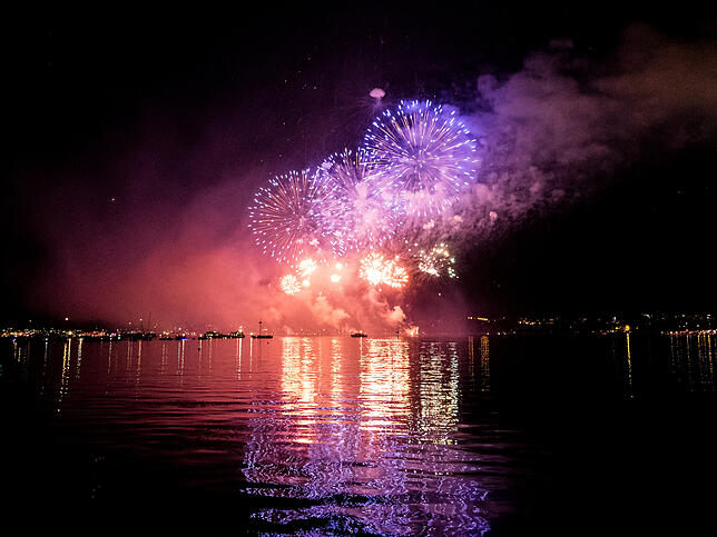 Bild 6: Das Seenachtfest-Feuerwerk vom Logenplatz am Yachthafen: Der Kreuzlinger Teil in Bildern