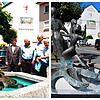 Sie stehen gemeinsam nach dem Aufstellen des Brunnens der Gemeinsamkeit daneben (von links): Bildhauer Hermann König, Hubert Kunicki, ...