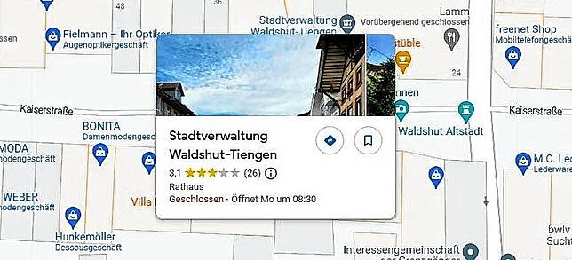 3,1 Stern für die Stadtverwaltung Waldshut-Tiengen.