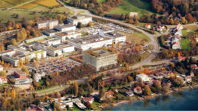 Das geplante neue Hauptgebäude aus der Luft.