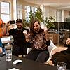 Das Team im Moment der Verkündung, dass der Film &bdquo;Ala Kachuu &ndash; Take and Run&ldquo; für den Oscar nominiert ist (von links): ...