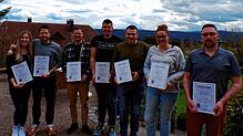 Langjährige Mitglieder im Verein: (von links) Selina Granacher (zehn Jahre), Nicolas Albiez (22¦Jahre), Sandro Hoppe (15 Jahre), Michael ...