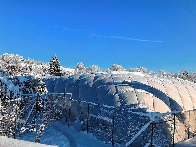 Bild 2: Schneemassen in Konstanz: Traglufthalle von Tennisclub bricht zusammen, Warnung vor Waldspaziergängen, Verkehr eingeschränkt