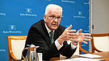 Ministerpräsident Winfried Kretschmann (Grüne) beim Interview, das in Kretschmanns Amtssitz, dem Staatsministerium in Stuttgart stattfand.