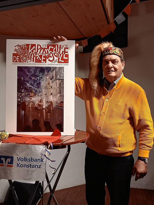 Lothar Rapp stellt seinen 50. Kappedeschle vor. Das Titelbild stammt aus der Feder von Froschenzunft-Ehrenpräsident und Maler Willy ...