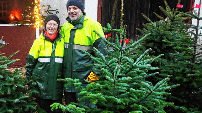 Yvonne und Samuel Rist vom Hansenhof im Deggenhausertal verkaufen in der Woche vor Heiligabend jeden Tag Christbäume von der eigenen ...
