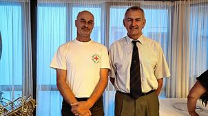 Sie bilden das neue Führungsduo des DRK-Ortsvereins Schwörstadt (v. l.): Martin Weigel (stellvertretender Vorsitzender) und Jürgen ...
