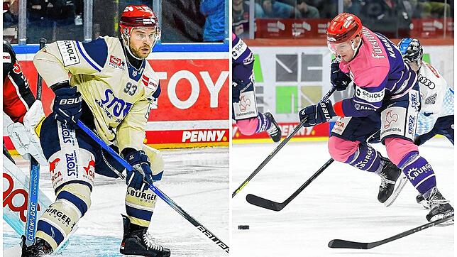 Sebastian Uvira (links) und Alexander Karachun sind unzufrieden mit den bisherigen Auftritten der Schwenninger Wild Wings.