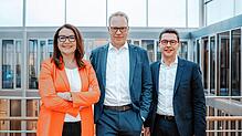 Die Zeppelin-Konzerngeschäftsführung (von links): Alexandra Mebus (Arbeitsdirektorin), Matthias Benz (Vorsitzender) Christian Dummler ...