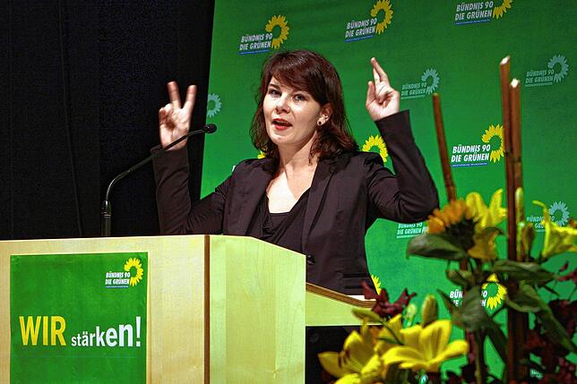 Baerbock spricht bei der Landesdelegiertenkonferenz 2012. Damals war sie Vorsitzende der Grünen in Brandenburg.