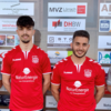 Zuwachs: Oberliga-Aufsteiger FV Lörrach-Brombach hat zwei neue Spieler verpflichtet. Von links Co-Trainer Sven Goronzi, die Neuen Nico ...