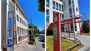 Die Gebäude der Volksbank und der Sparkasse in der Stockacher Schillerstraße. Beide Banken haben große Pläne für den Raum Stockach.