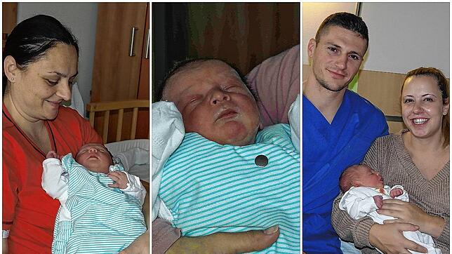 Drei Babys sind am Neujahrstag im Klinikum Friedrichshafen zur Welt gekommen: (von links) Jana, Mert und Nele.