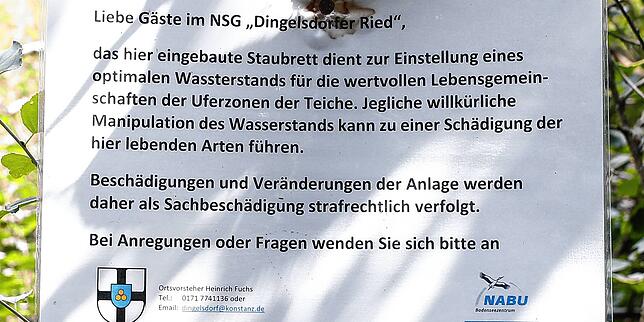 Auch der Info-Zettel von Ortsverwaltung und Naturschutzbund hilft nicht.