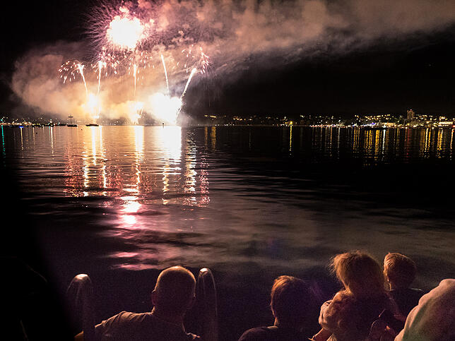 Bild 14: Das Seenachtfest-Feuerwerk vom Logenplatz am Yachthafen: Der Kreuzlinger Teil in Bildern