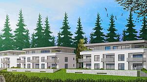 Diese drei Mehrfamilienhäuser, vornehmlich in Holzbauweise, wollte die Bau.Werk WZW GmbH am Unterkirnacher Sommerberg realisieren. Jetzt ...