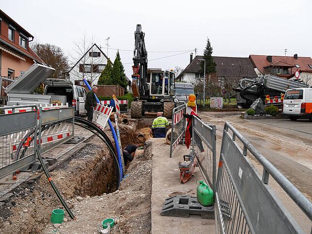 Entlang der Büßlingerstraße gab es keine Möglichkeit im Spülverfahren zu arbeiten.