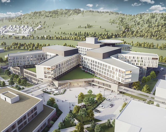 So soll das Lörracher Zentralspital aussehen. Die Fertigstellung ist für 2025 geplant.