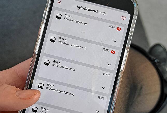 In der App „Mein Konstanz“ der Stadtwerke Konstanz können Nutzer schauen, ob ihr Bus pünktlich ist oder nicht.
