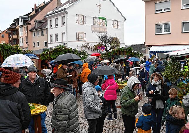 Die Besucher haben gute Laune und ignorieren den Regen.