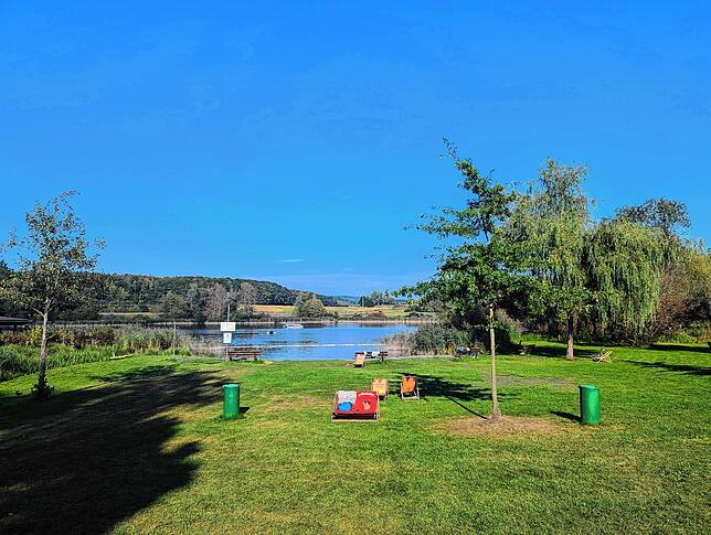 Offiziell geht die Badesaison am Böhringer See noch bis zum 15. September, bei gutem Wetter auch noch länger.
