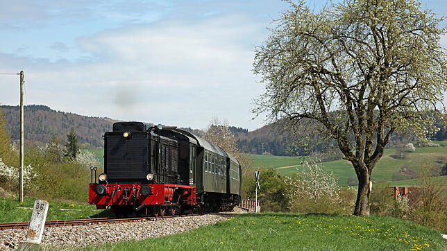 Die Sauschwänzlebahn, hier bei Fützen, ist ein Wahrzeichen für Blumberg und die gesamte Region. Bild: Bahnbetriebe Blumberg