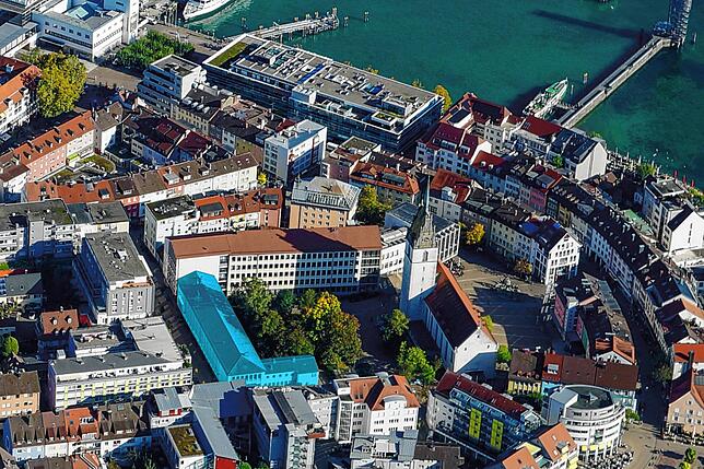 Das alte Zollhaus (blau eingefärbt) am Kirchplatz gilt als innerstädtisches Filetstück für die Stadtentwicklung.