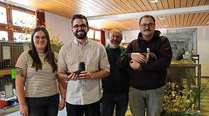 Erfolgreiche Züchter (von links): Monia Zifle, Mario Zifle, Horst Schmid und Ingmar Engesser.  Bild: Hans-Jürgen Kommert