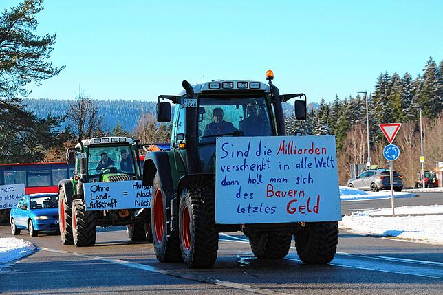 Bild 7: Bauern protestieren gegen Sparpläne: Bilder vom Traktorkorso zur Brauerei Rothaus