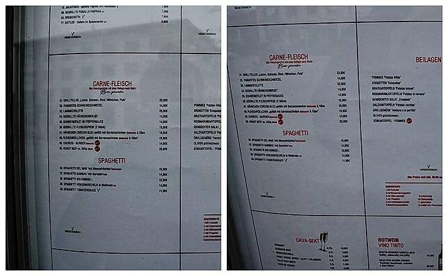 Die Speisekarte vom Singener Restaurant Casa Espagna vor und nach der Anpassung der Mehrwertsteuer. Hier hat sich an den Preisen noch ...