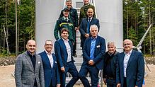 Landrat Stefan Bär (links), Felix Reining (Forst BW), Alexander-Florian Bürkle (Kommunalpartner), Michael Hanus (Bietigheim-Bissingen), ...