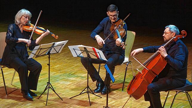 Das Rabus-Streichtrio mit Kathrin Rabus an der Violine, Volker Jacobsen an der Viola und Leonid Gorokhov am Cello. Foto: Frey