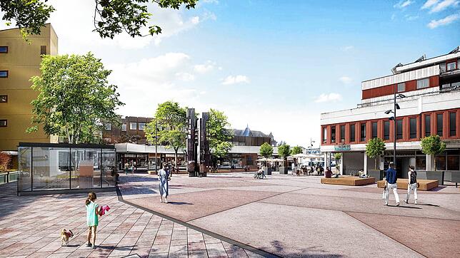 So wird der Marktplatz künftig aussehen. Die Bürger und letztlich die Mehrheit des Gemeinderates entschieden sich für rötliche, ...