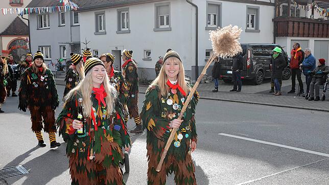 Bild 29: Seenarrentreffen in Dettingen: Auf dem Dorfplatz steht jetzt der Narrenbaum