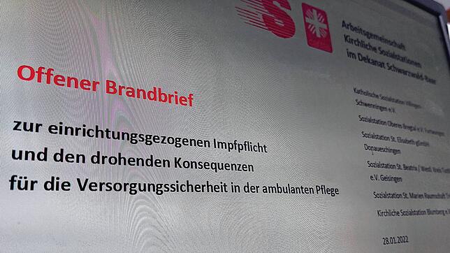 Unser Bild zeigt den Brandbrief von sechs Sozialstationen aus der Region Schwarzwald-Baar, der einen auf einen möglichen Notstand in der ...
