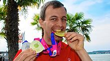 Er ist der Abräumer: Julian Rublack nach seiner Rückkehr von den Special Olympics World Games in Berlin. Er hat zwei Goldmedaillen und ...