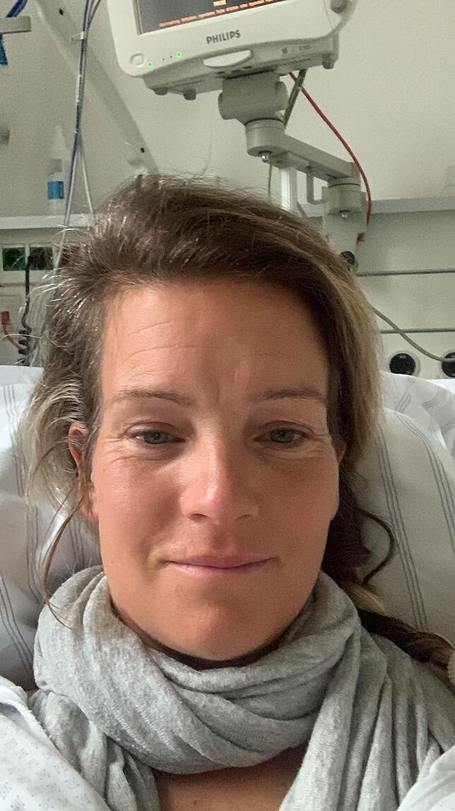 Katharina Kuhlmann direkt nach ihrem Schlaganfall im Krankenhaus.