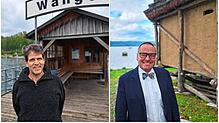 Die neuen Gemeinderatsmitglieder Justus Wolf (links) und Thorsten Otterbach (rechts) in Wangen. Wolf ist hier aufgewachsen, Otterbach ...
