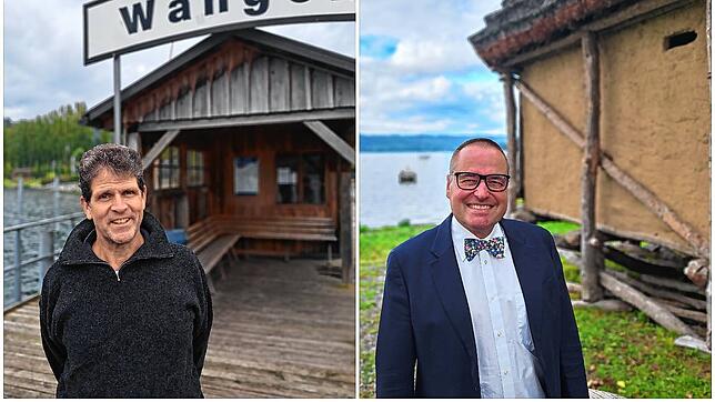 Die neuen Gemeinderatsmitglieder Justus Wolf (links) und Thorsten Otterbach (rechts) in Wangen. Wolf ist hier aufgewachsen, Otterbach ...