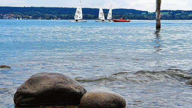 Im Bodensee vor Überlingen finden derzeit Trainings des Bodenseeyachtclubs statt.